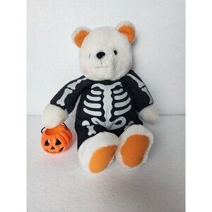 Hallmark Halloween Skeleton Bear Nylon Body Stuffed Animal 15"